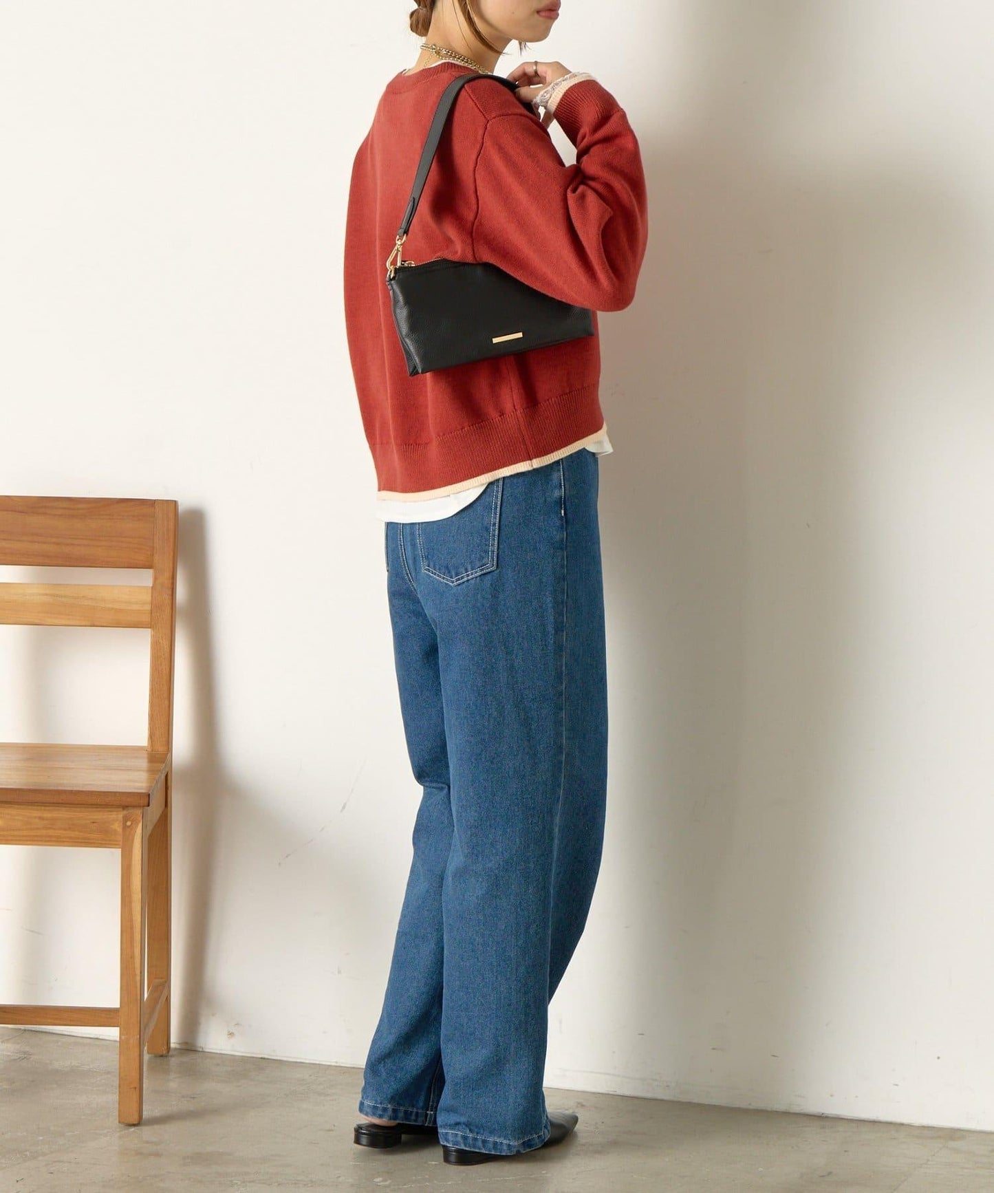 羅紋口袋拼色針織衫