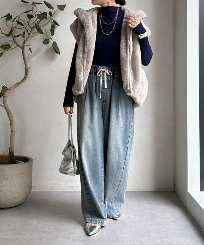 高領羅紋針織衫