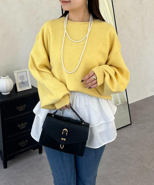 後背拉鍊衛衣風針織衫