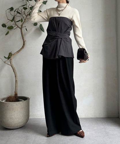 高領羅紋針織衫