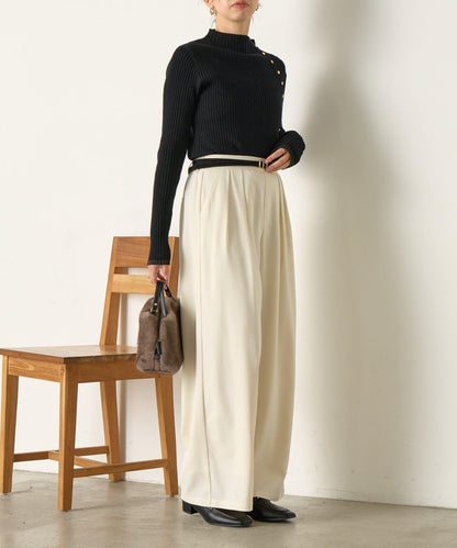 金色紐扣羅紋針織衫