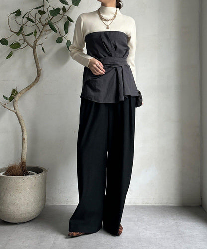 高領羅紋針織衫