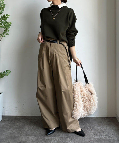 拼色雙層領針織上衣