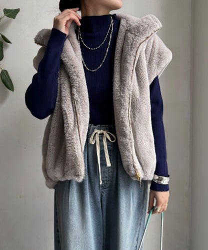 高領羅紋針織衫