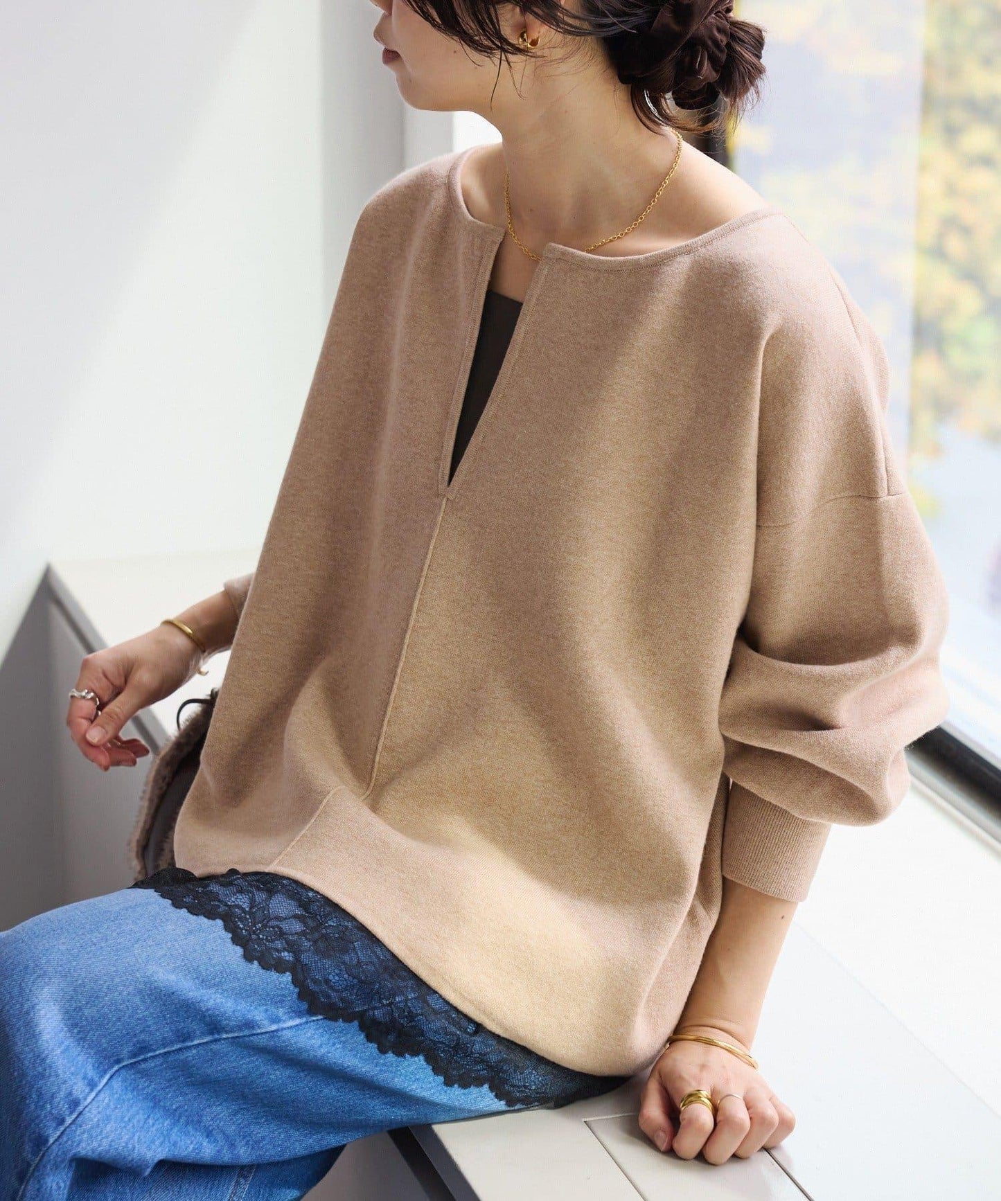 【輕盈感◎】鑰匙領口墊肩針織衫/預計12月中旬發貨