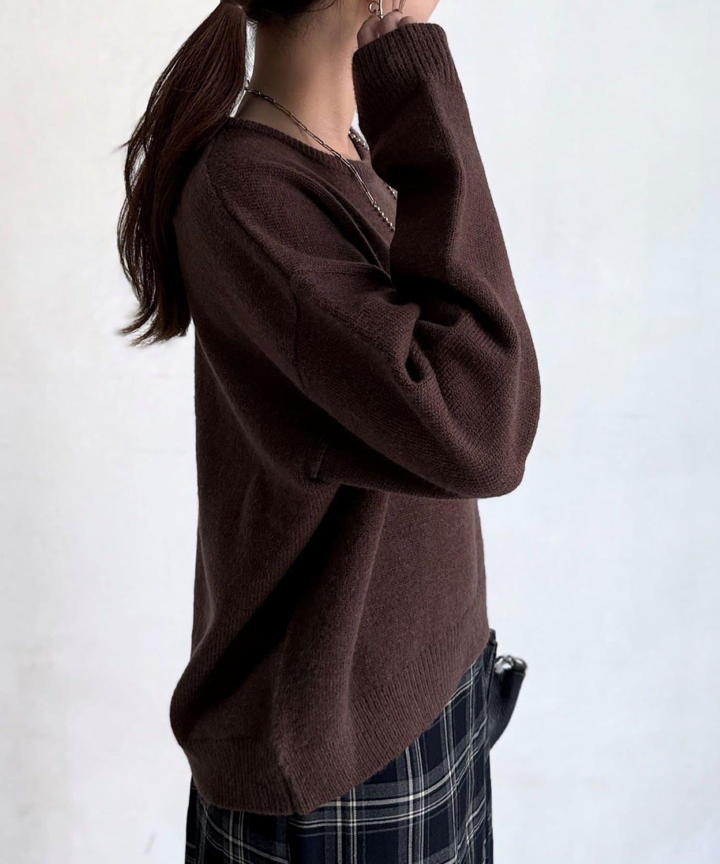 毛絨字母圖案針織套頭衫