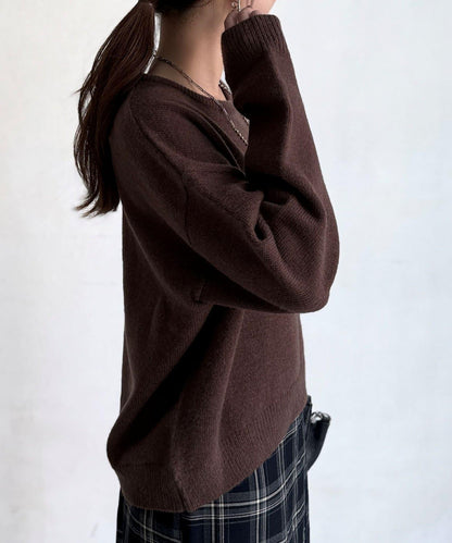 毛絨字母圖案針織套頭衫