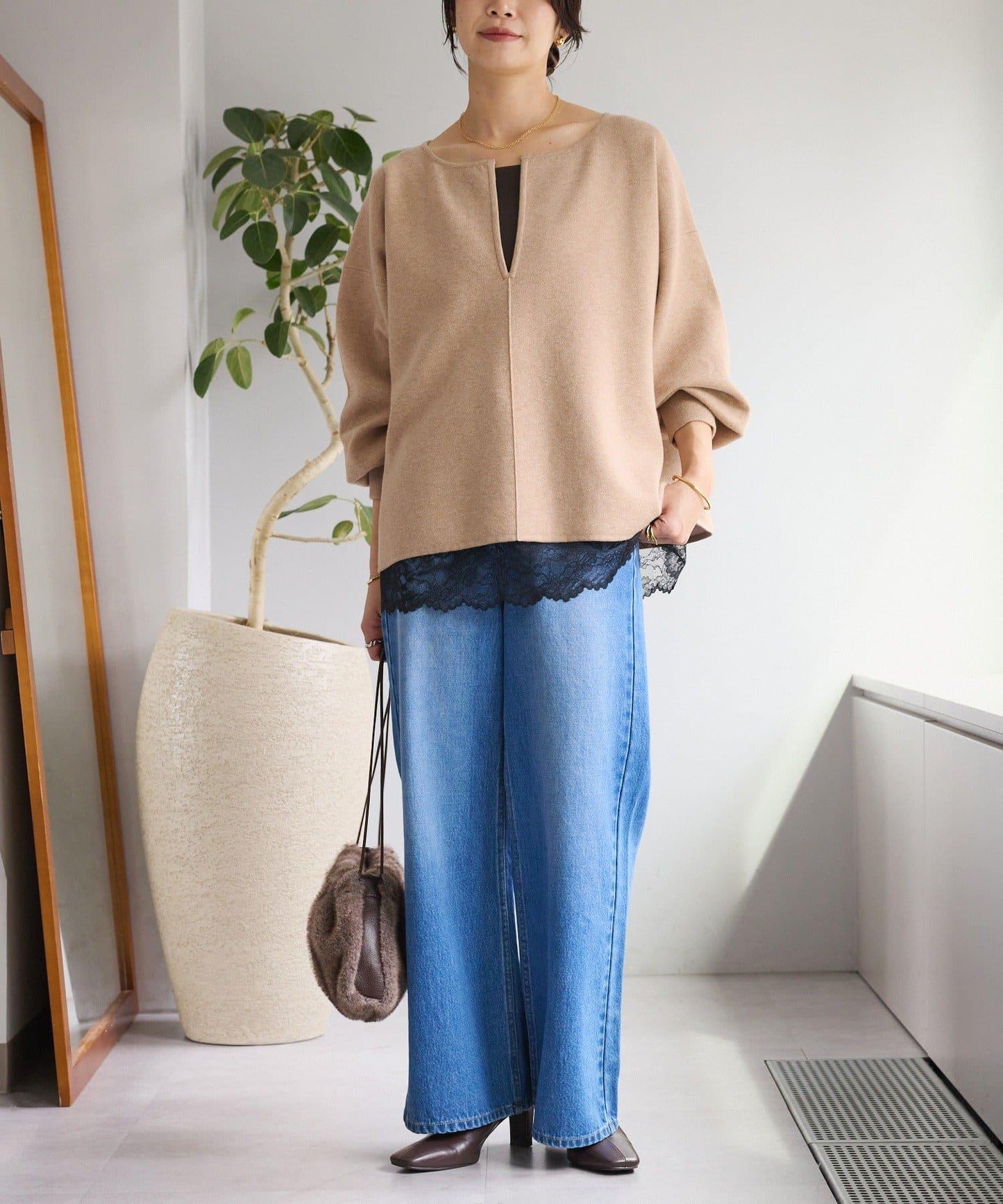 【輕盈感◎】鑰匙領口墊肩針織衫/預計12月中旬發貨