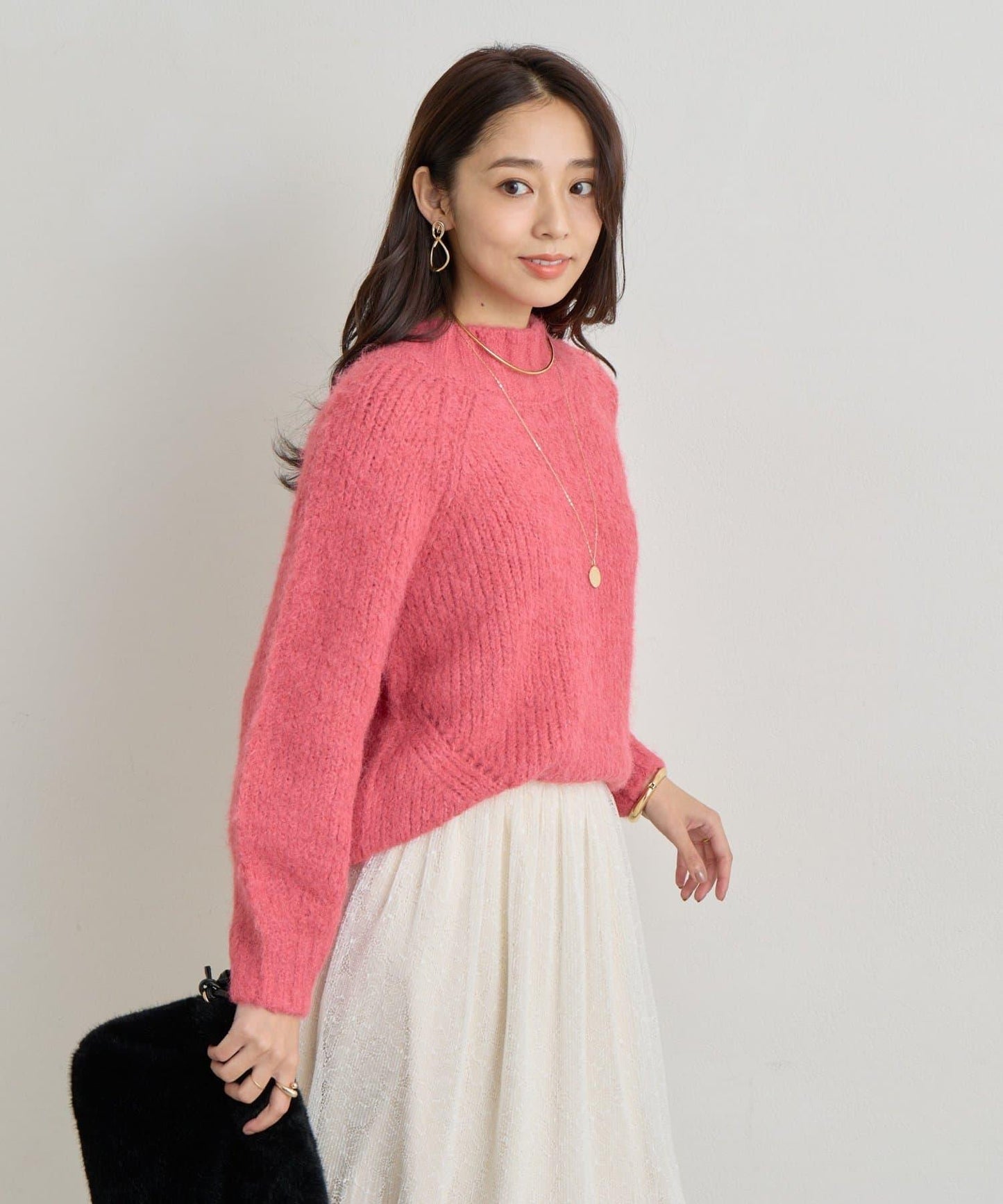 日常百搭壓縮起毛寬領針織衫