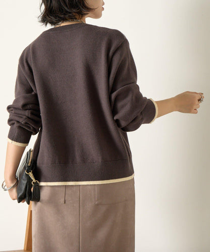 羅紋口袋拼色針織衫