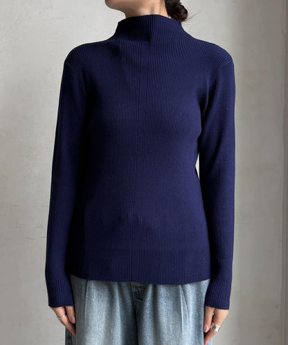 高領羅紋針織衫