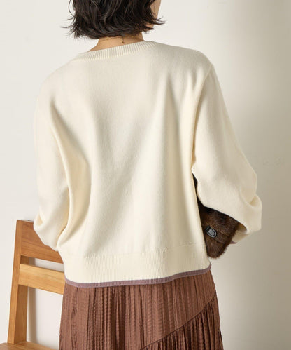 羅紋口袋拼色針織衫