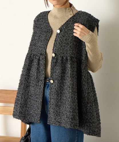 金色紐扣羅紋針織衫