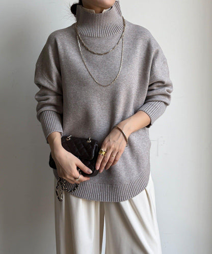 拼色雙層領針織上衣