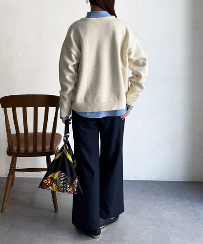 毛絨字母圖案針織套頭衫