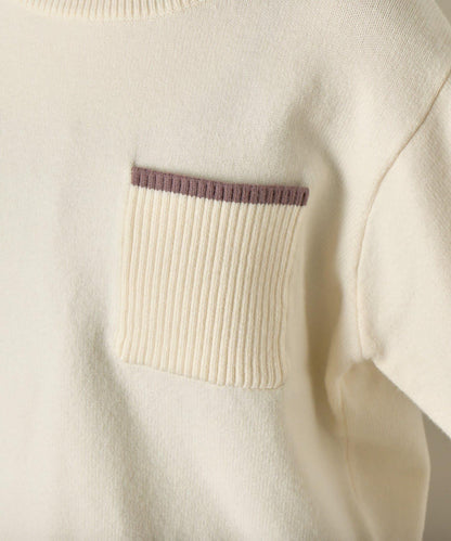 羅紋口袋拼色針織衫