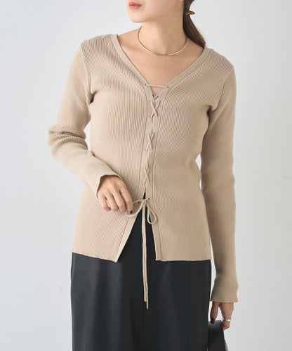 【前後兩穿設計】繫帶針織衫