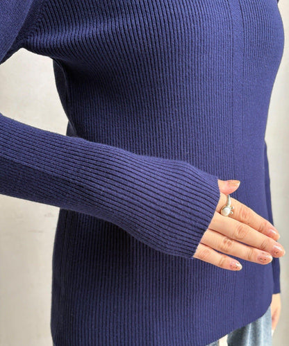 高領羅紋針織衫