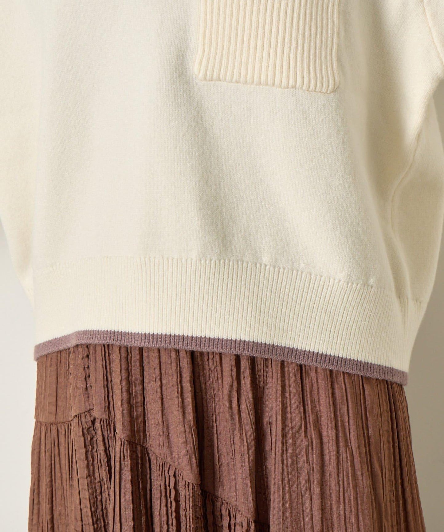 羅紋口袋拼色針織衫