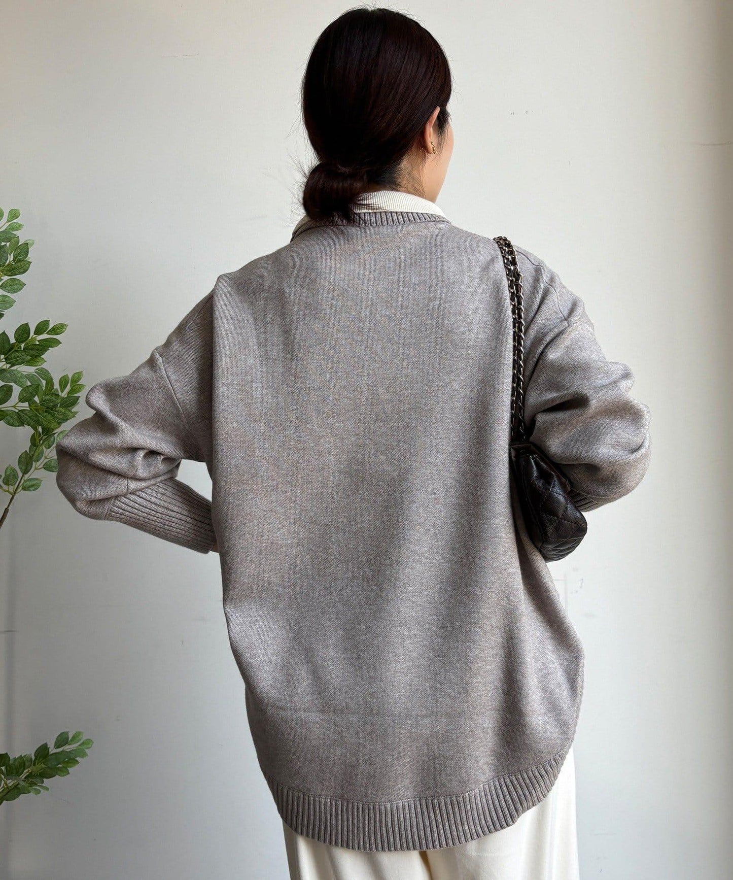 拼色雙層領針織上衣