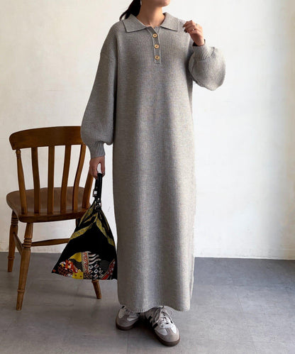 帶領針織連衣裙