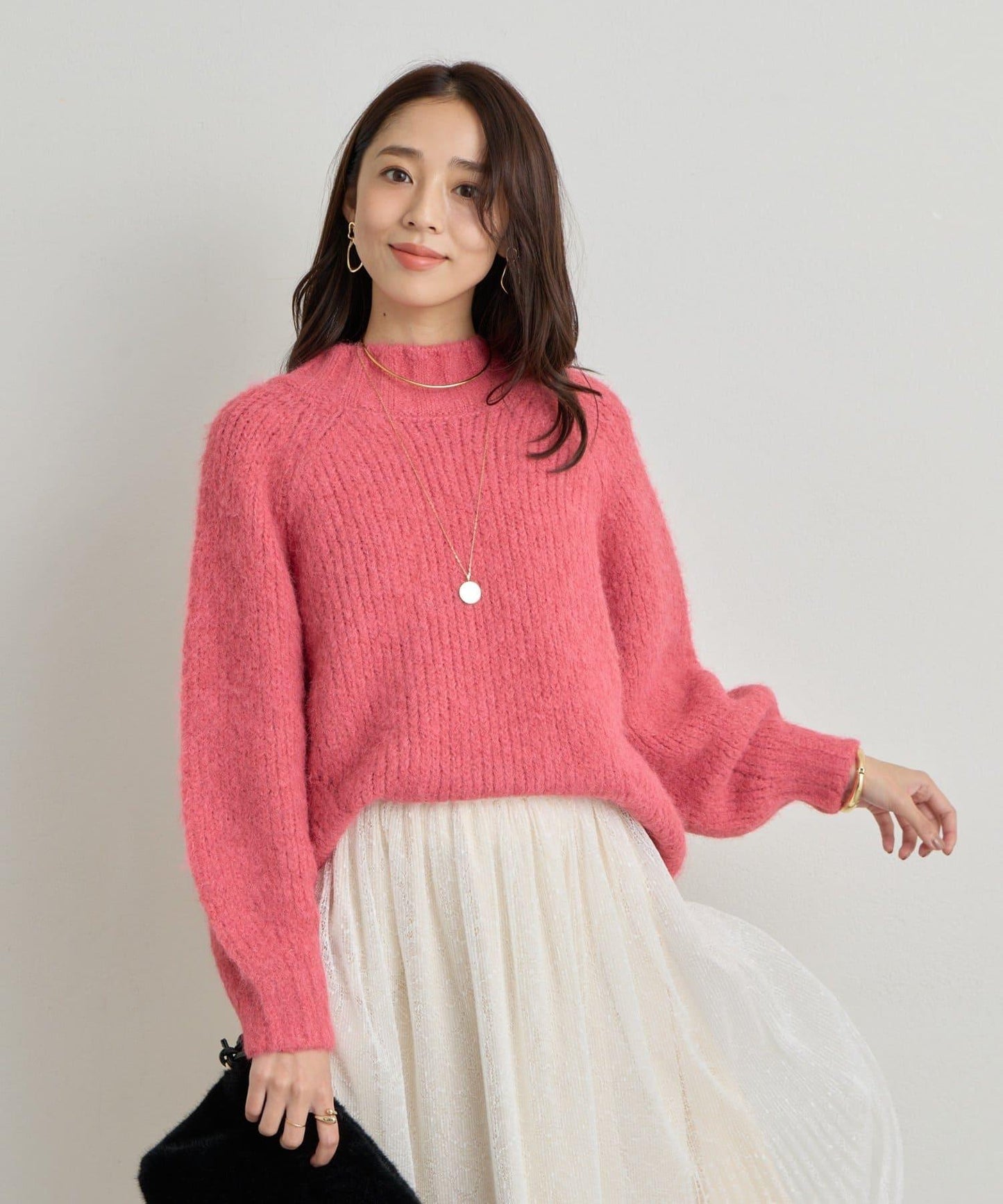 日常百搭壓縮起毛寬領針織衫