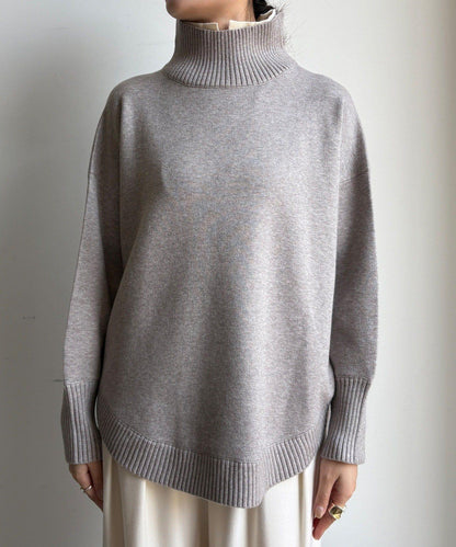 拼色雙層領針織上衣