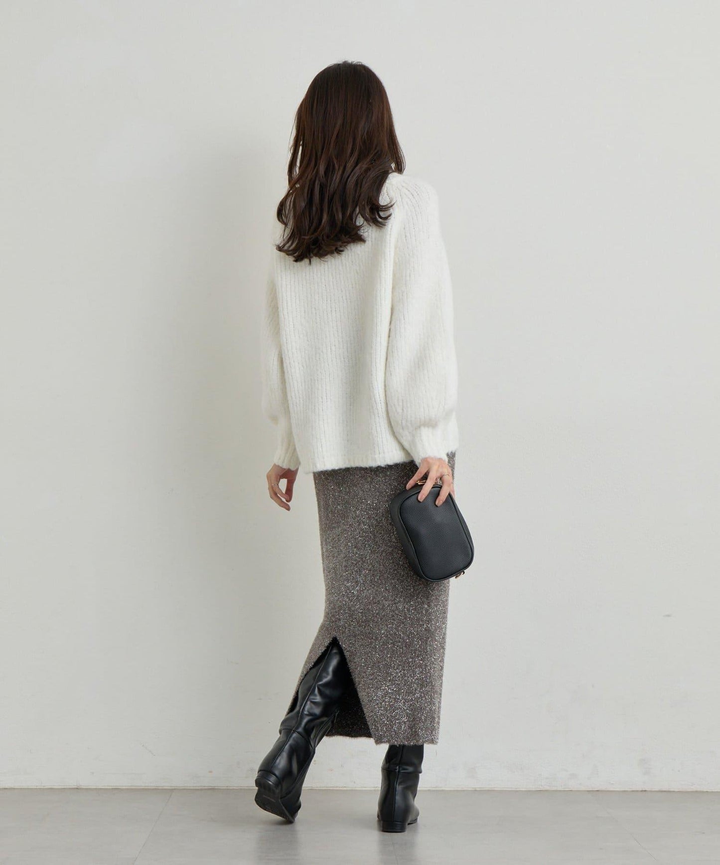 日常百搭壓縮起毛寬領針織衫