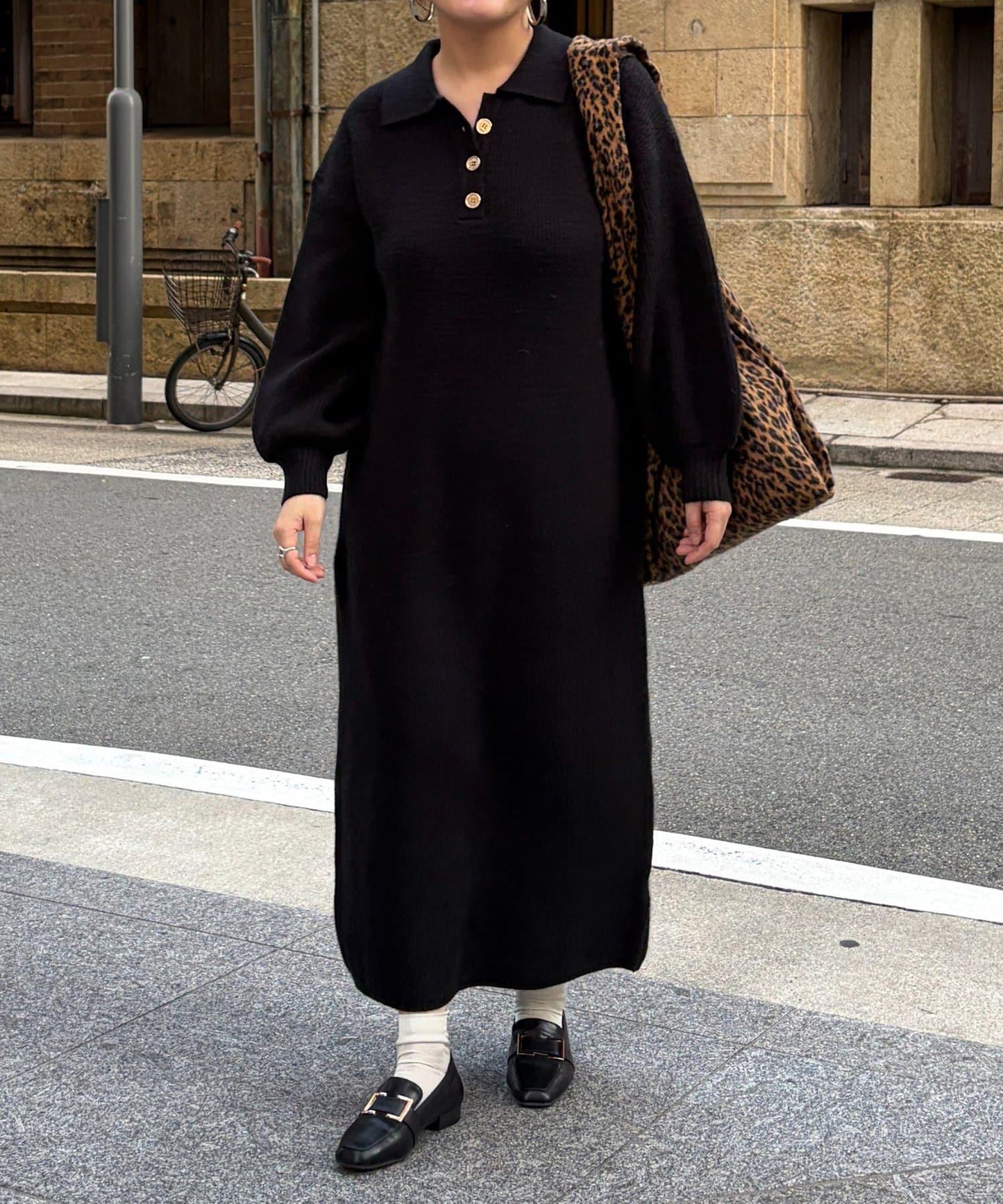 帶領針織連衣裙