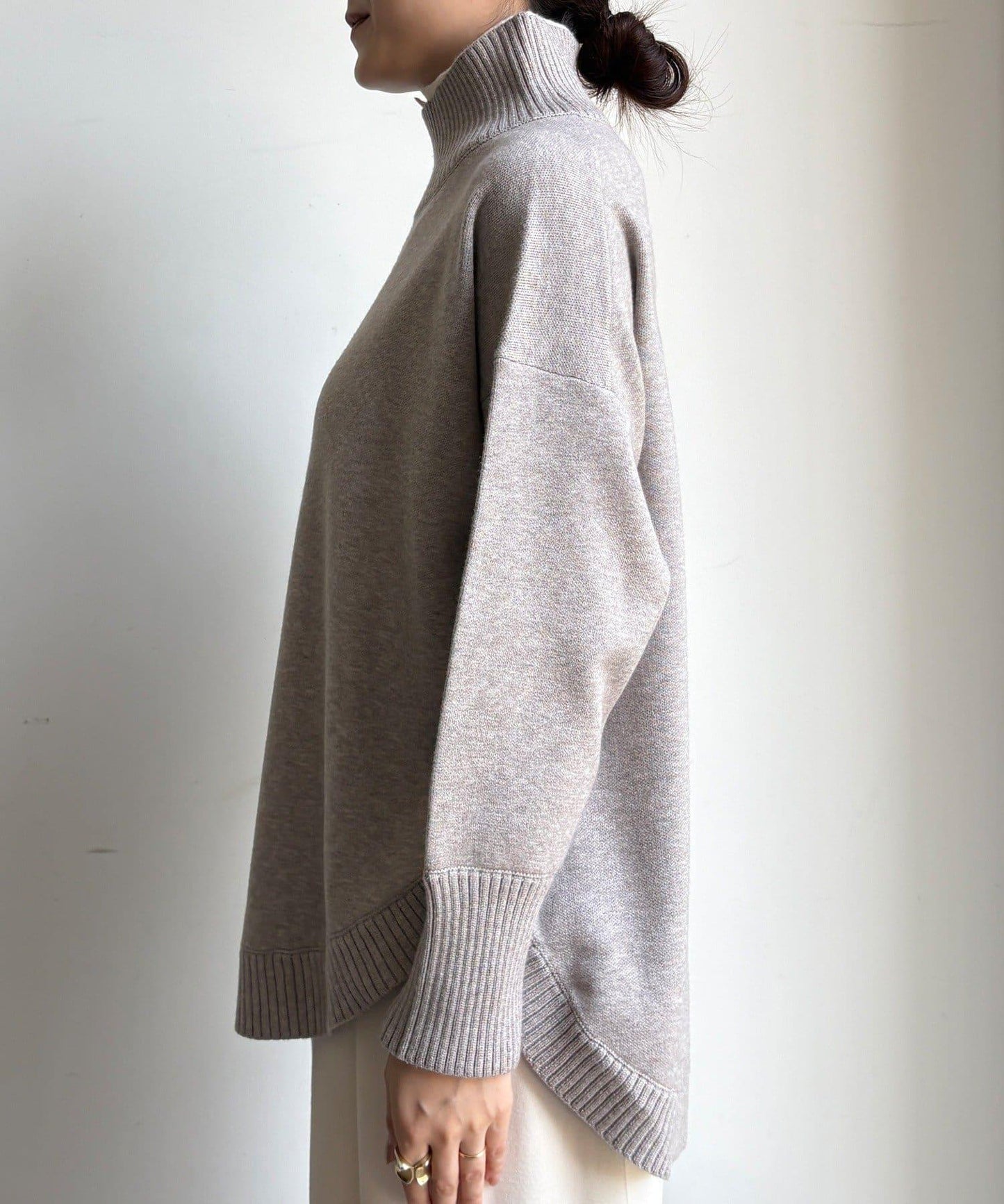 拼色雙層領針織上衣