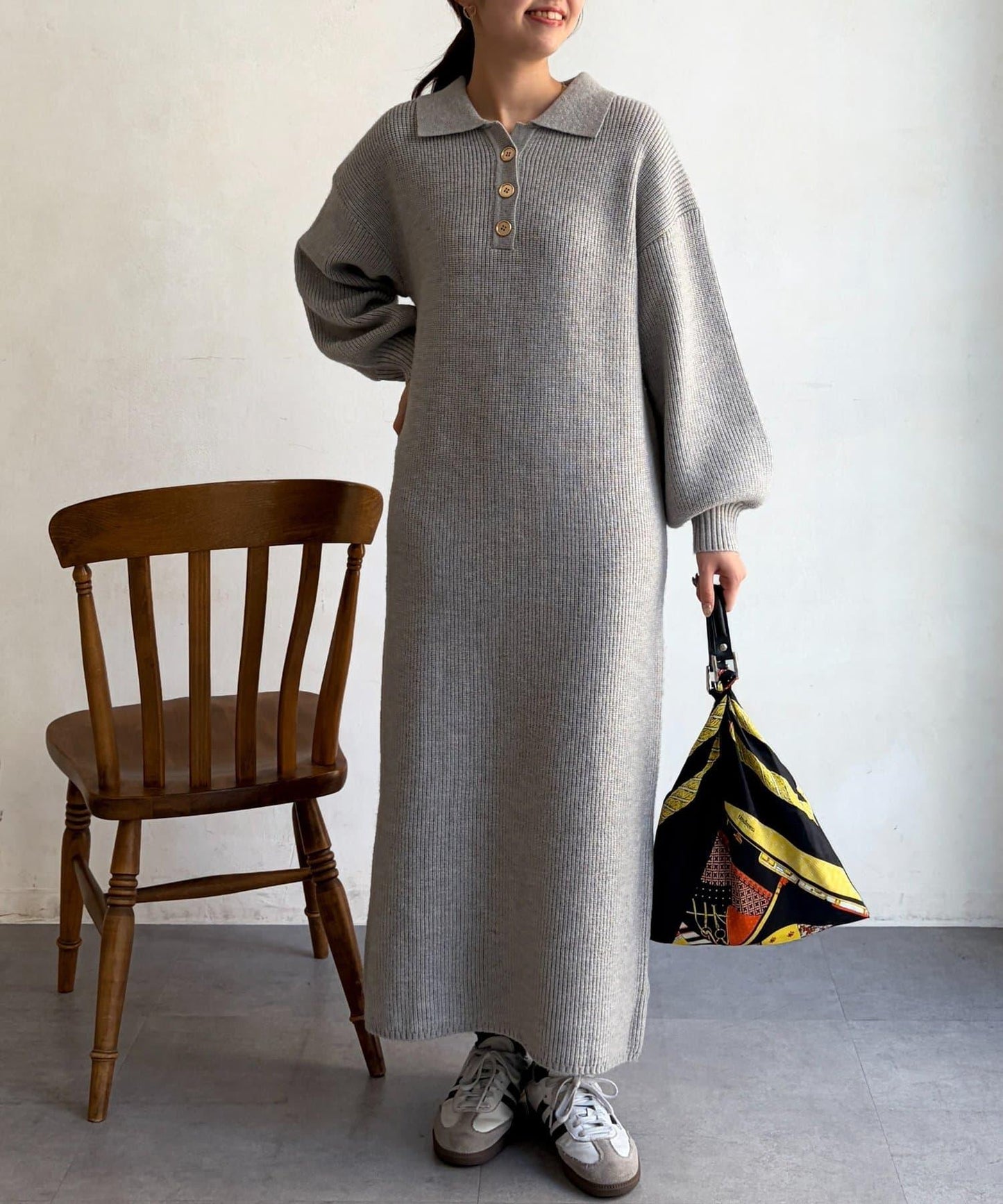 帶領針織連衣裙
