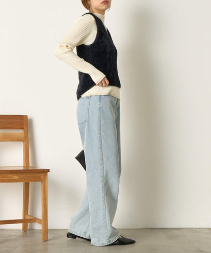 金色紐扣羅紋針織衫