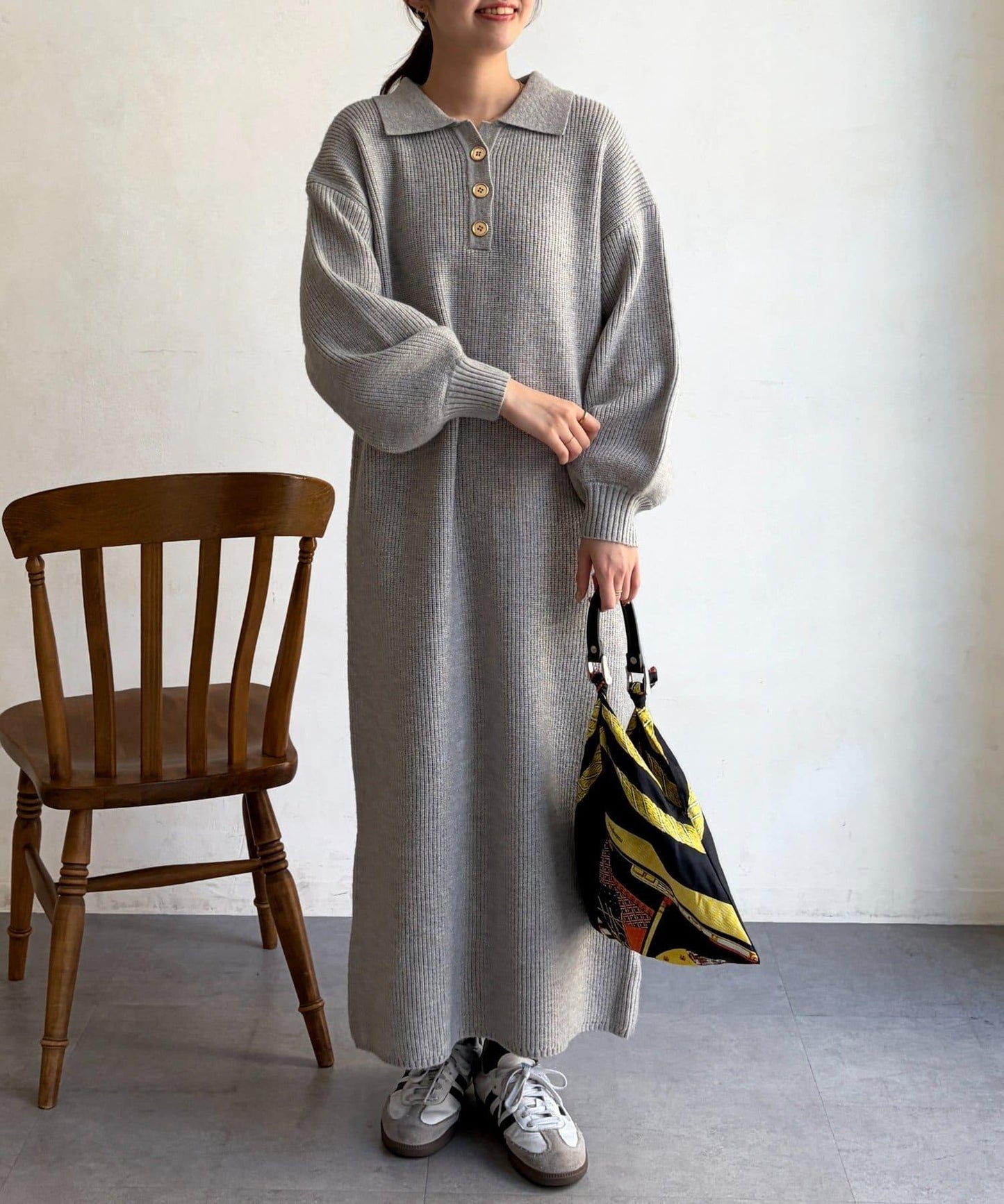 帶領針織連衣裙