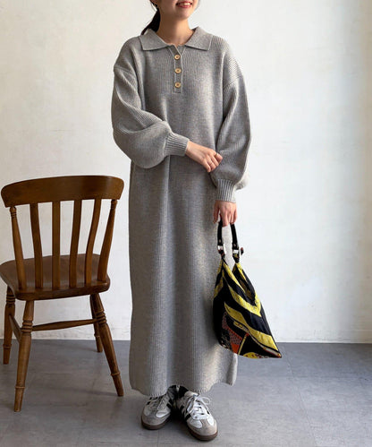 帶領針織連衣裙