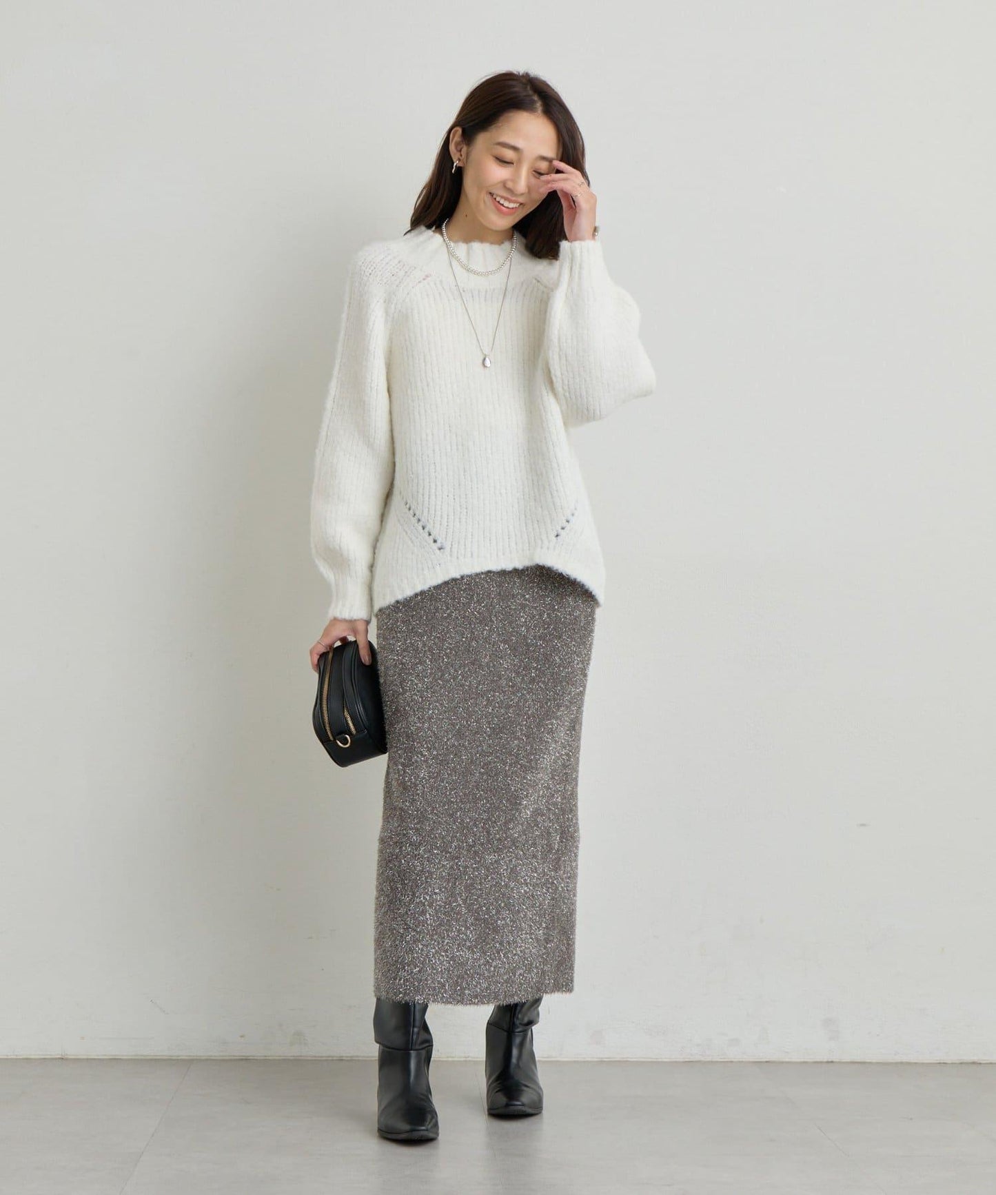 日常百搭壓縮起毛寬領針織衫