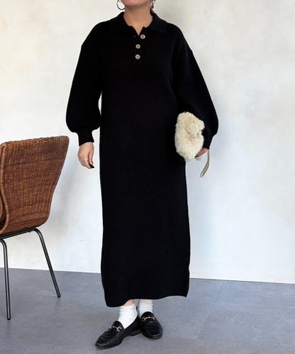 帶領針織連衣裙