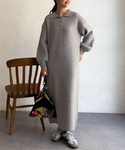 帶領針織連衣裙