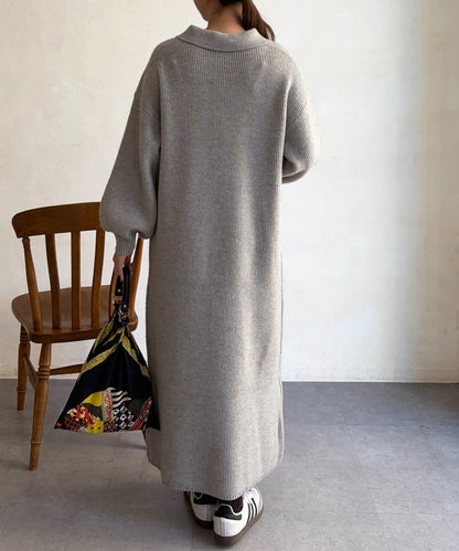 帶領針織連衣裙