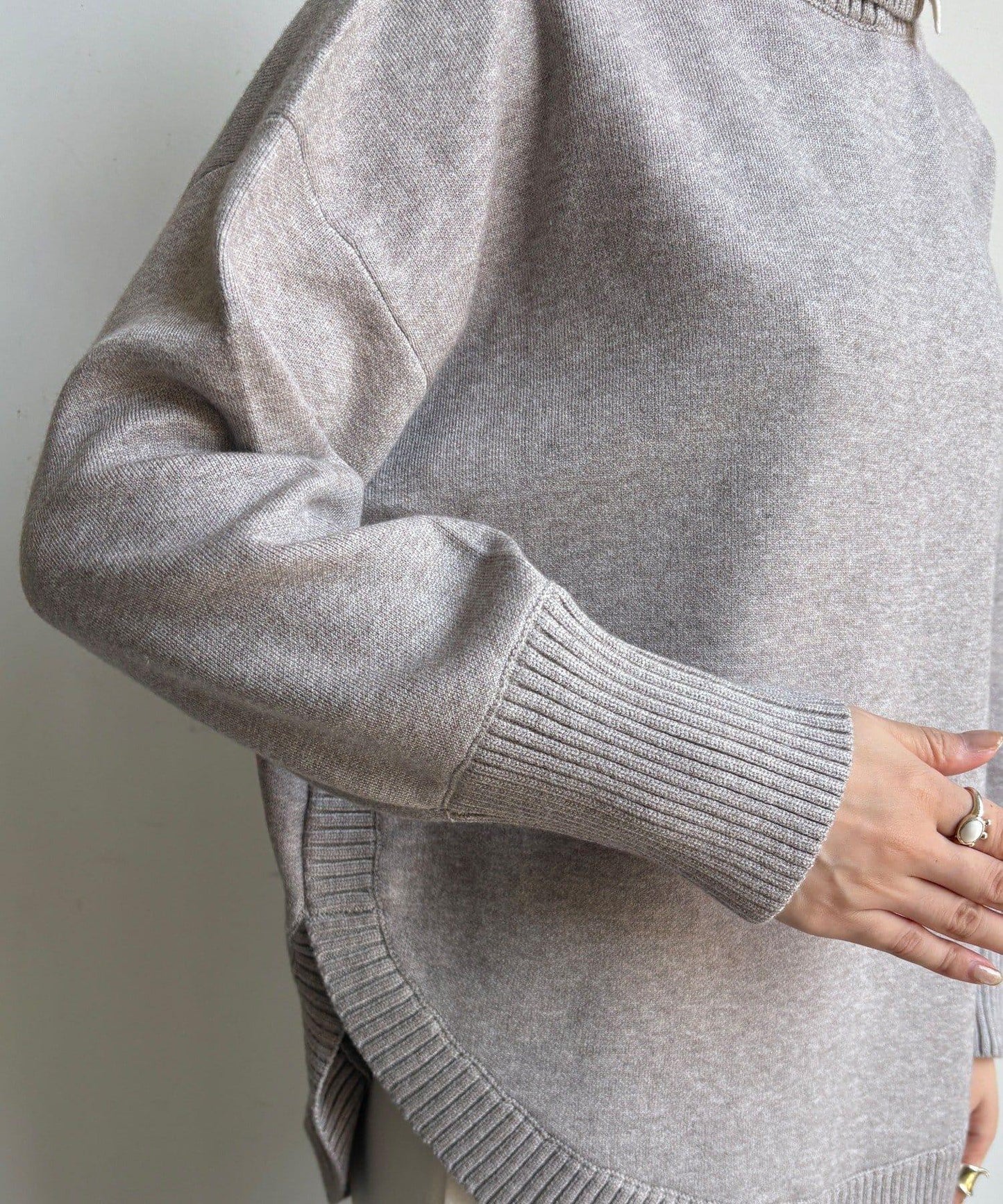 拼色雙層領針織上衣