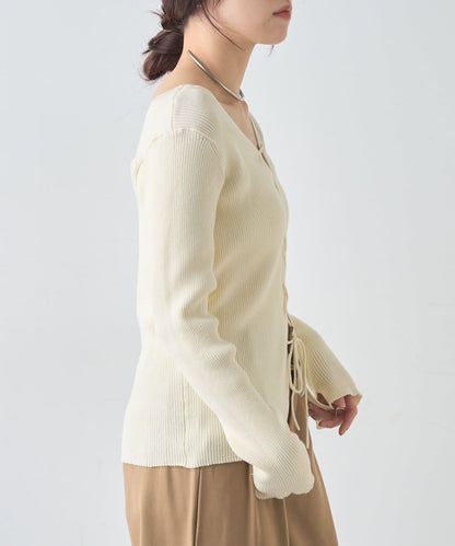【前後兩穿設計】繫帶針織衫