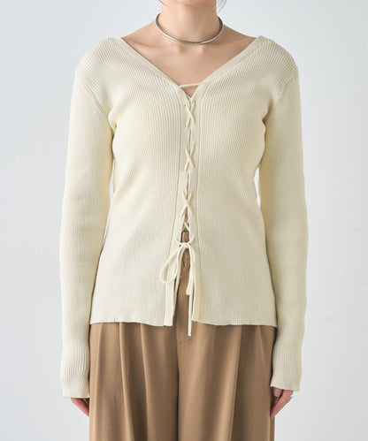 【前後兩穿設計】繫帶針織衫