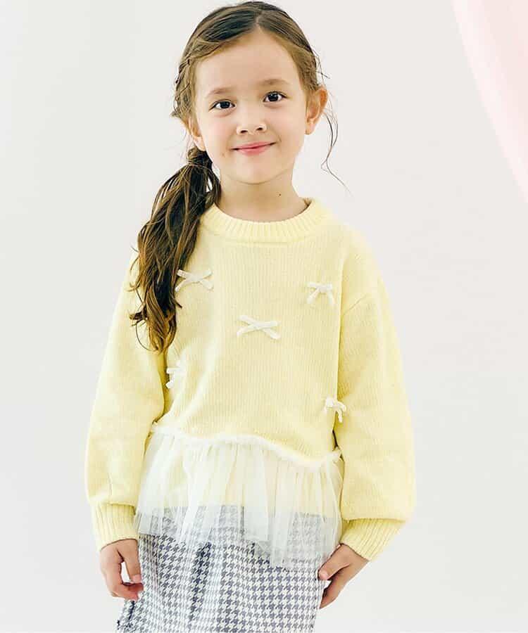 荷葉邊薄紗蝴蝶結針織衫