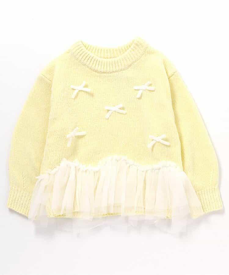 荷葉邊薄紗蝴蝶結針織衫