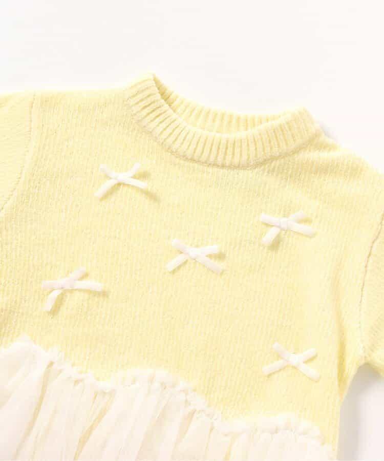 荷葉邊薄紗蝴蝶結針織衫