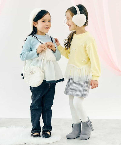 荷葉邊薄紗蝴蝶結針織衫