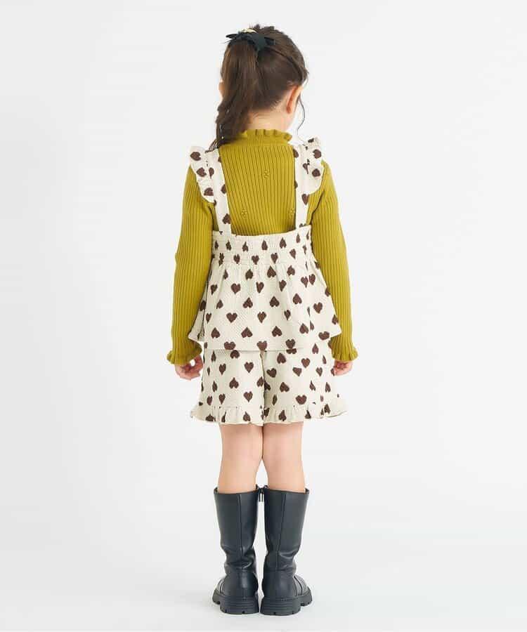 愛心花卉提花吊帶背心&荷葉邊短褲套裝 短款