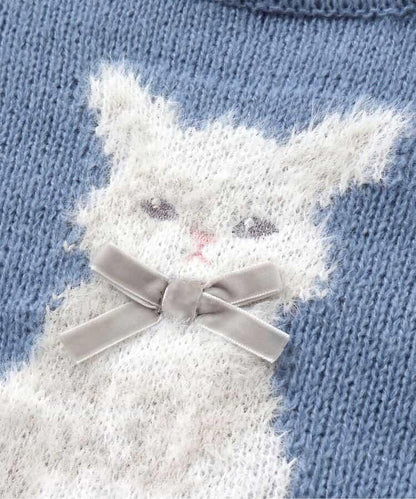 愛心花朵貓咪圖案針織衫_可機洗