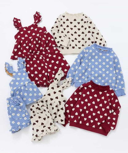 愛心花卉提花吊帶背心&荷葉邊短褲套裝 短款