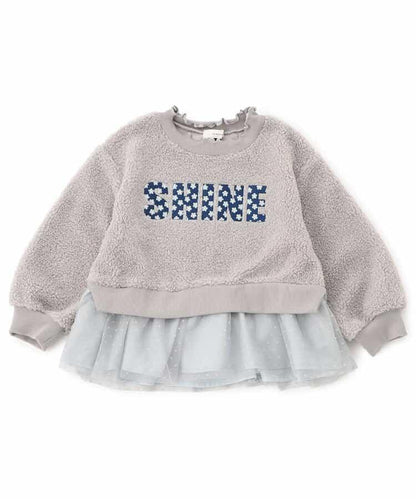 帶網紗刺繡絨面衛衣