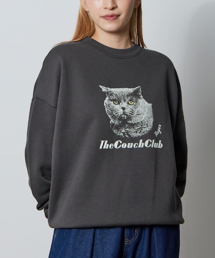 寬鬆版型前印花圓領衛衣 / CAT Portrait